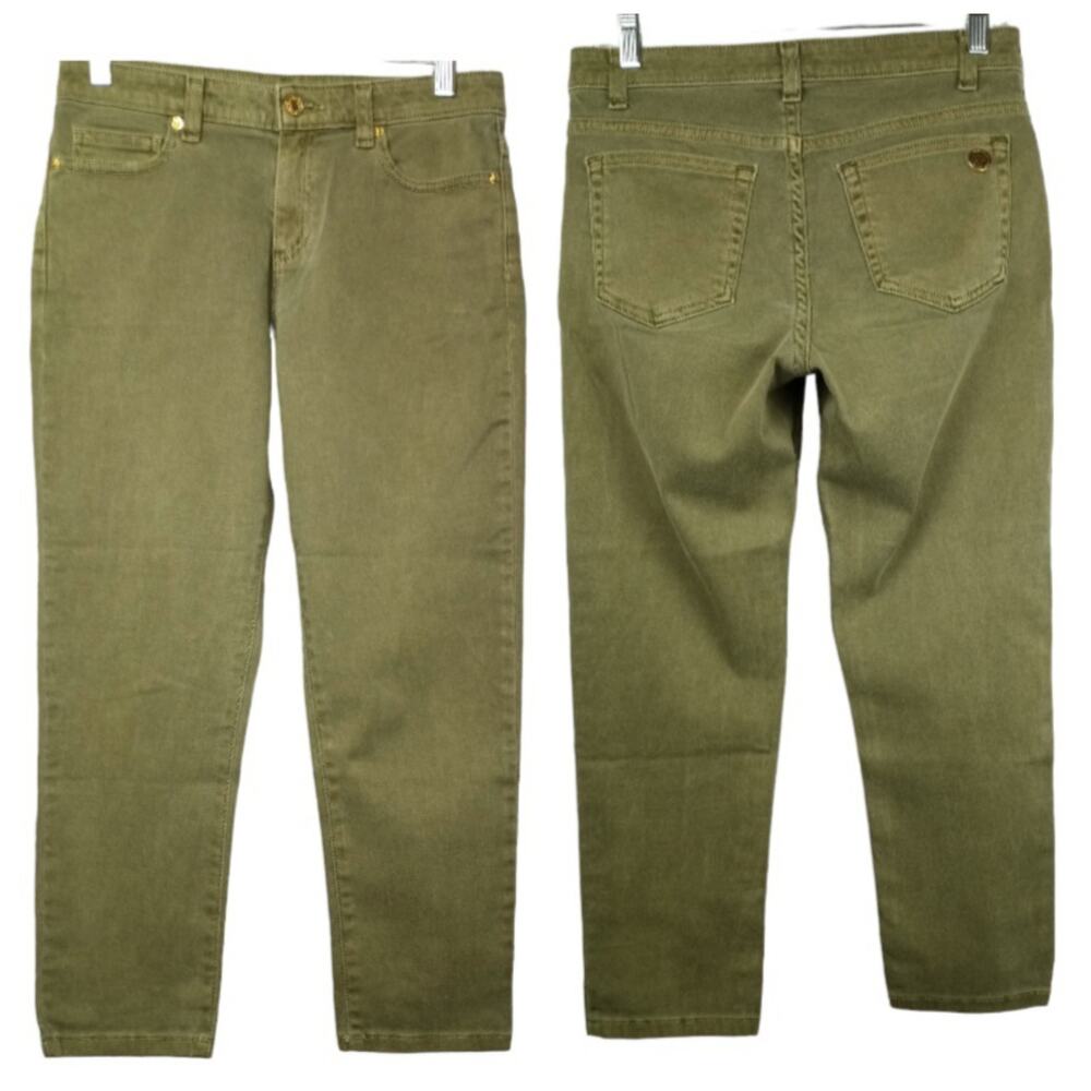 MICHAEL KORS  Izzy Cropped Skinny Green Denim Jeans  2-4